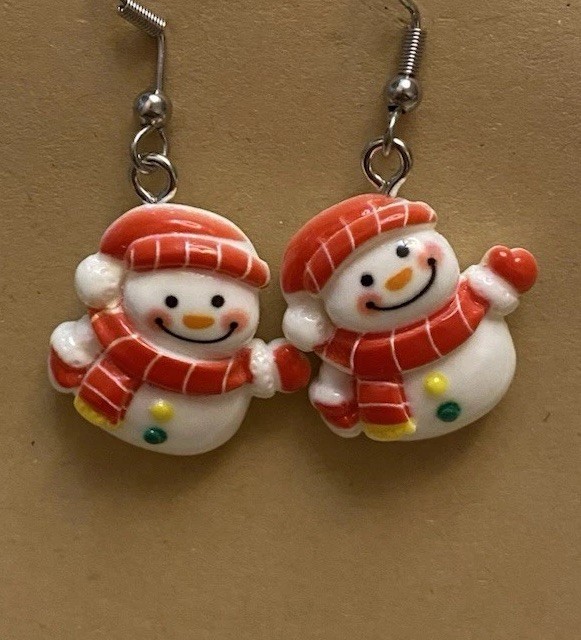 Cute Snowman Christmas Dangle Earrings Holiday Winter Jewelry Gift