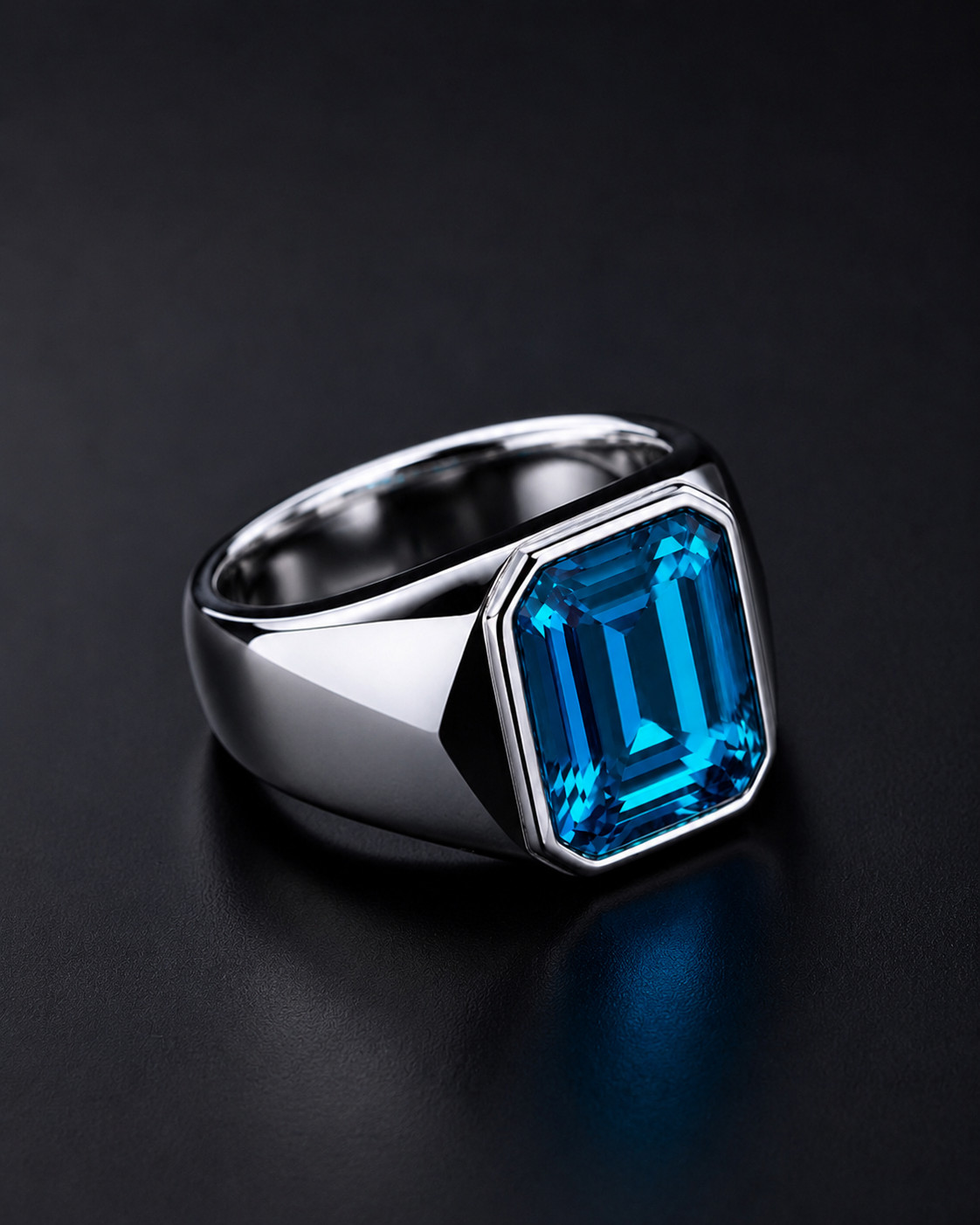 AAAA Blue Topaz Gemstone With 925 Sterling Silver Men’s Ring Wedding Gift ST3828