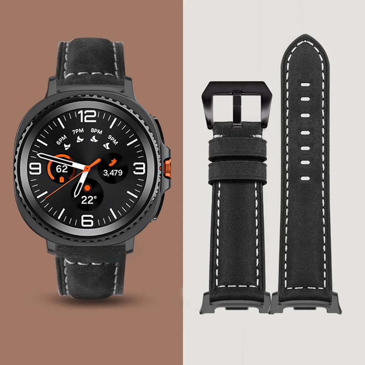 Leather Watch Band for Samsung Galaxy Watch 8/8 Classic 40 44 46 47mm Ultra 2025