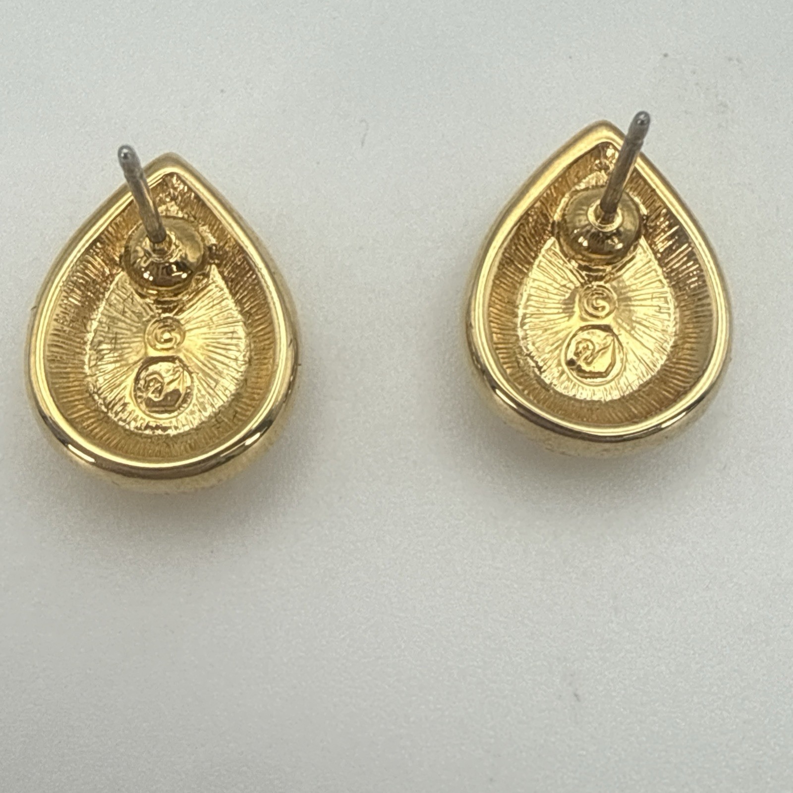 Swarovski Angelic Pear Pierced Earrings Jet Black Crystal Gold Tone Swan Logo