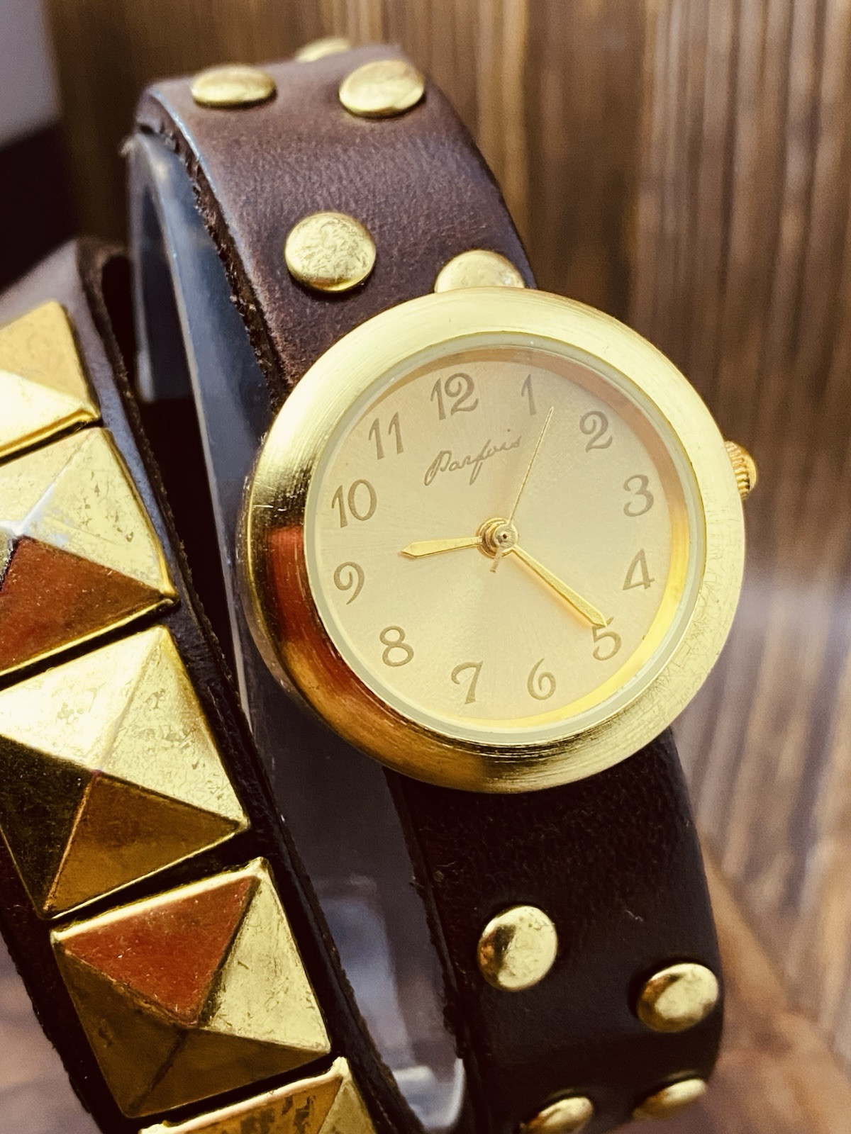 Parfois Watch Women Gold Tone Retro Leather Band New Battery