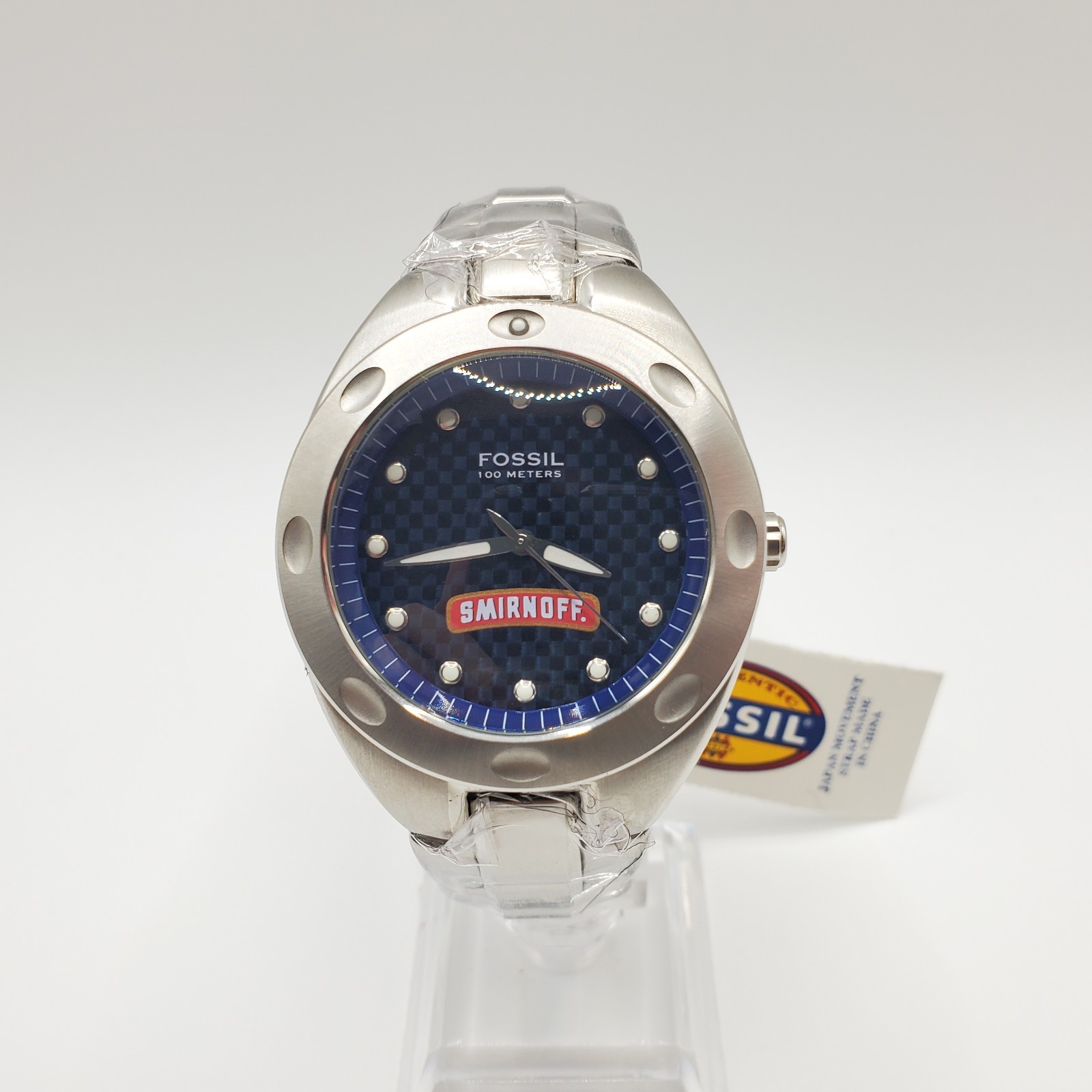 Fossil PR-5098 Smirnoff Watch With Tag 39mm Blue Dial New Battery