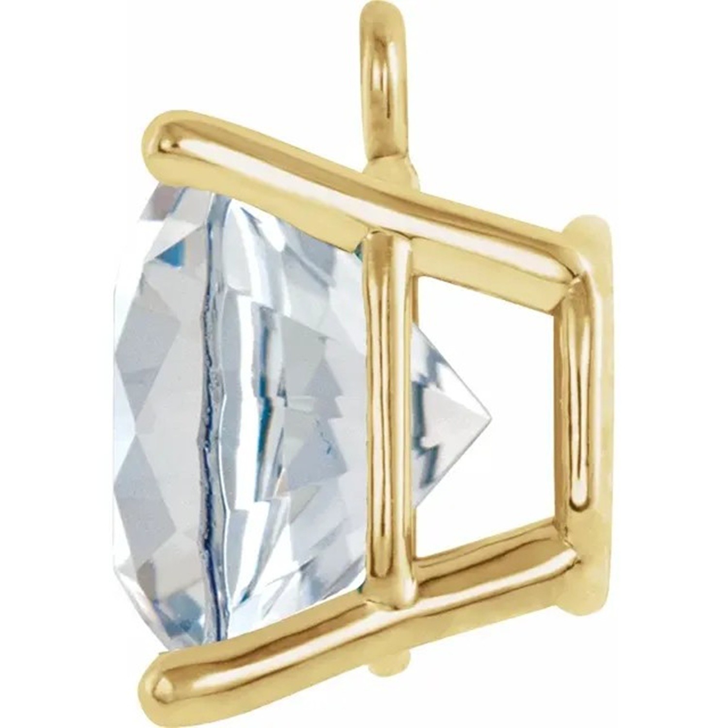 14K Yellow Gold Dangle Setting Princess Cut 4 Prong Basket Designed Mounting USA