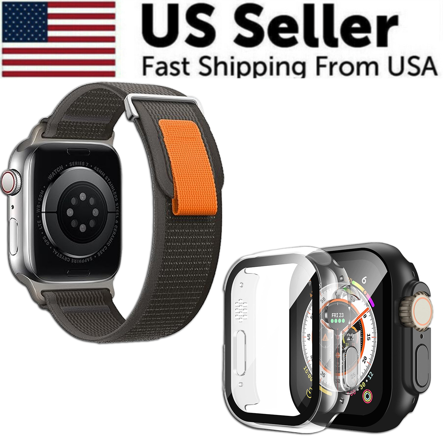 Nylon Trail Loop Watch Band Strap For Apple Watch Ultra 2 9/8/7/6/SE 44/45/49mm