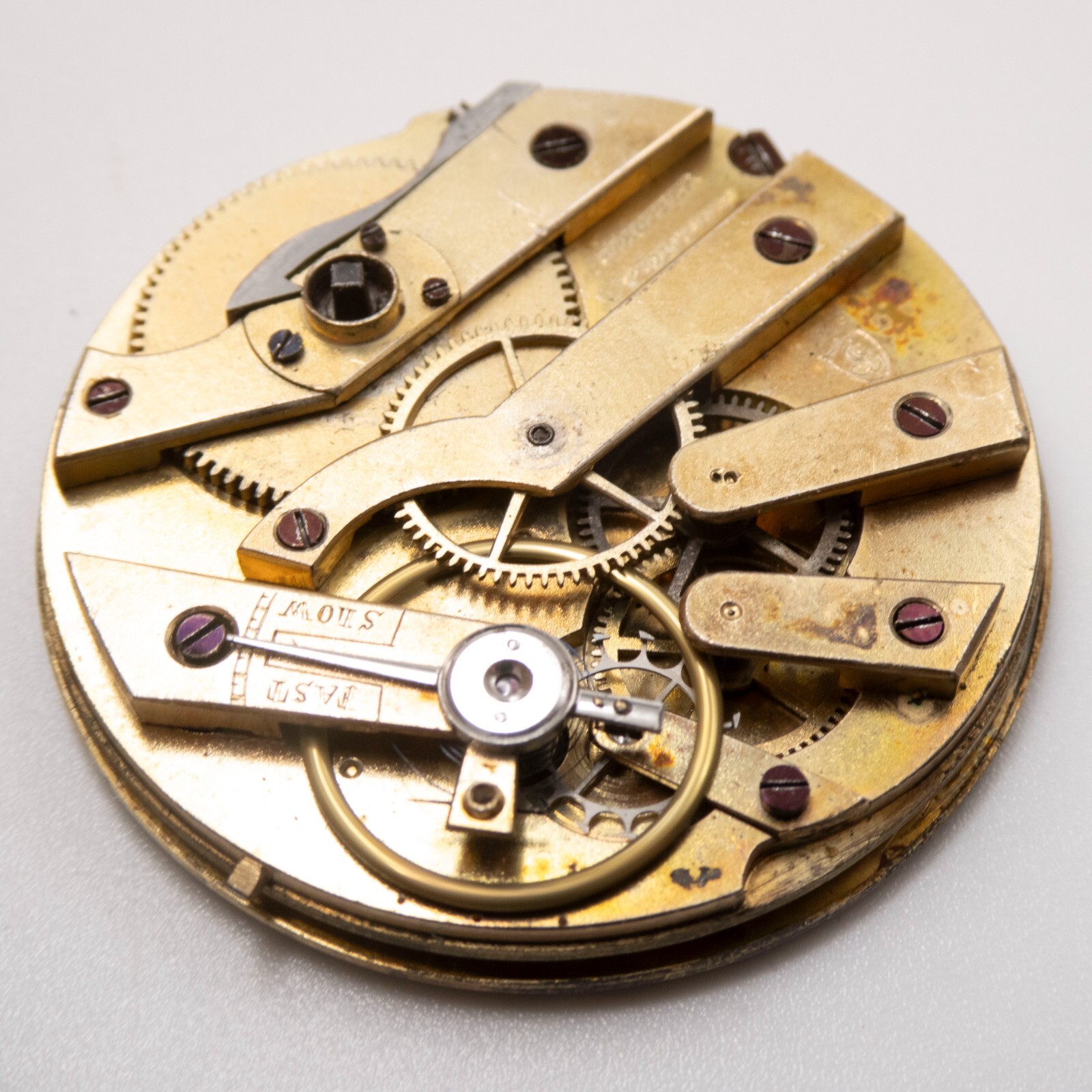 Stauffer 35.9 x 5.7 mm Antique Pocket Watch Movement, Cylinder Escapement