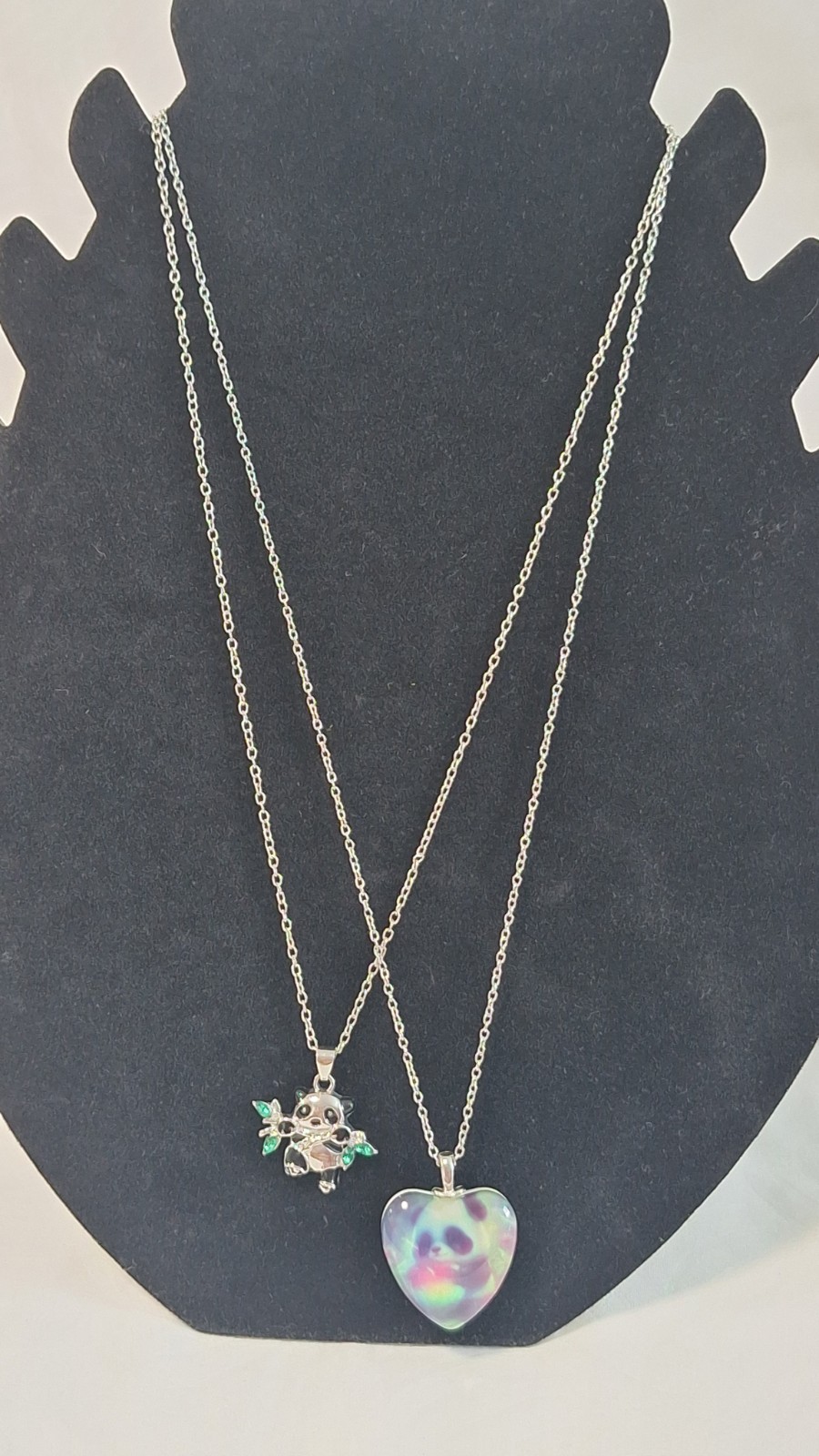 Silver Tone Layered Heart Rhinestone Charm Pendant Cable Chain Necklace Quote
