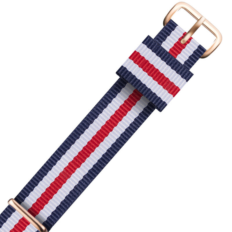 Nylon One Piece Watch Band Strap Striped Canvas Sports Wrist Band 18 20 22mm