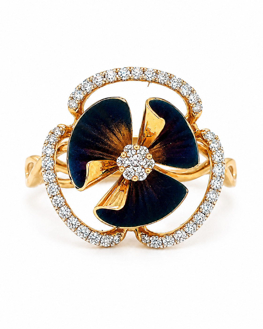 Natural Diamond Flora Ring – 14KT Yellow Gold Heirloom Jewelry