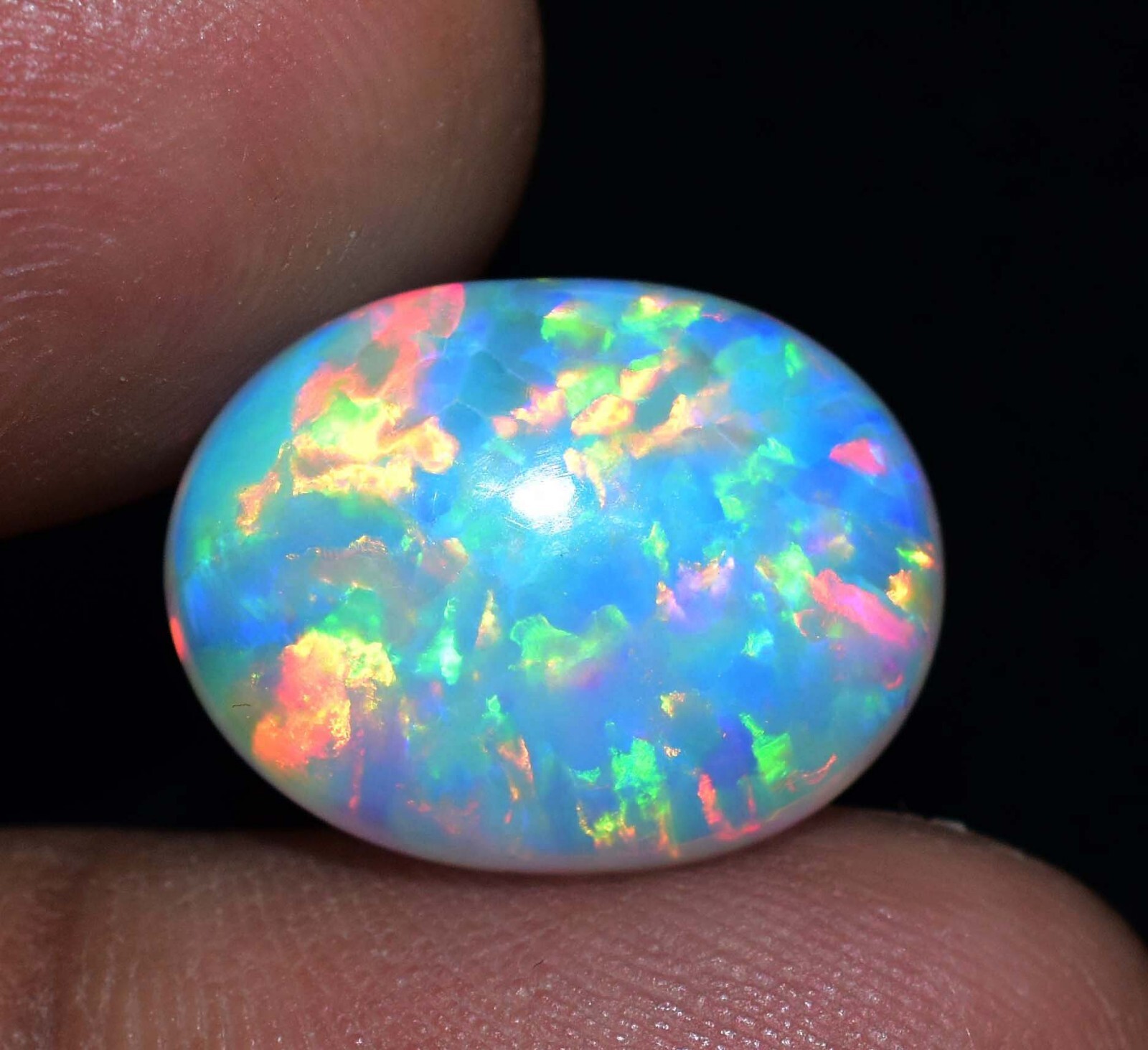 Natural Ethiopian Fire Opal 8.60 CT Certified Play Of Color 16 X 12 MM Gemstone