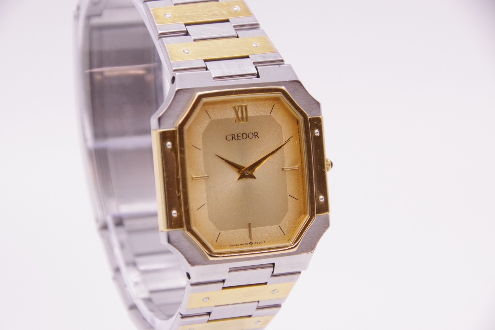 Reserved [Exc+5] SEIKO CREDOR 9570-5210 Two Tone 14K 16cm Qz Unisex JAPAN
