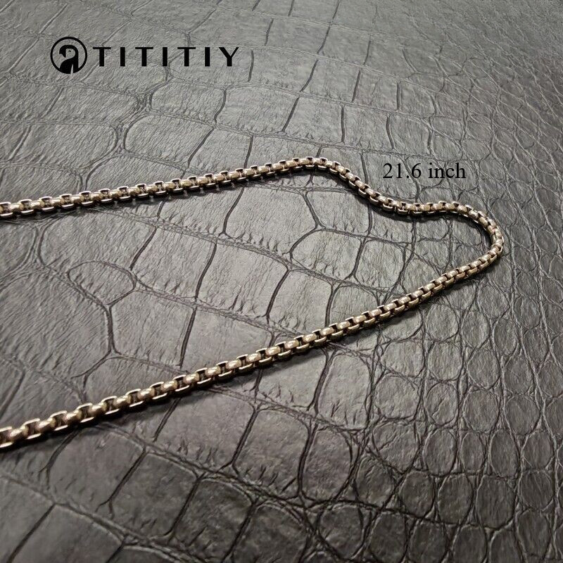 Pure Titanium Necklace wide 3mm Square Box Chain Anti Allergic Classics 21.6inch
