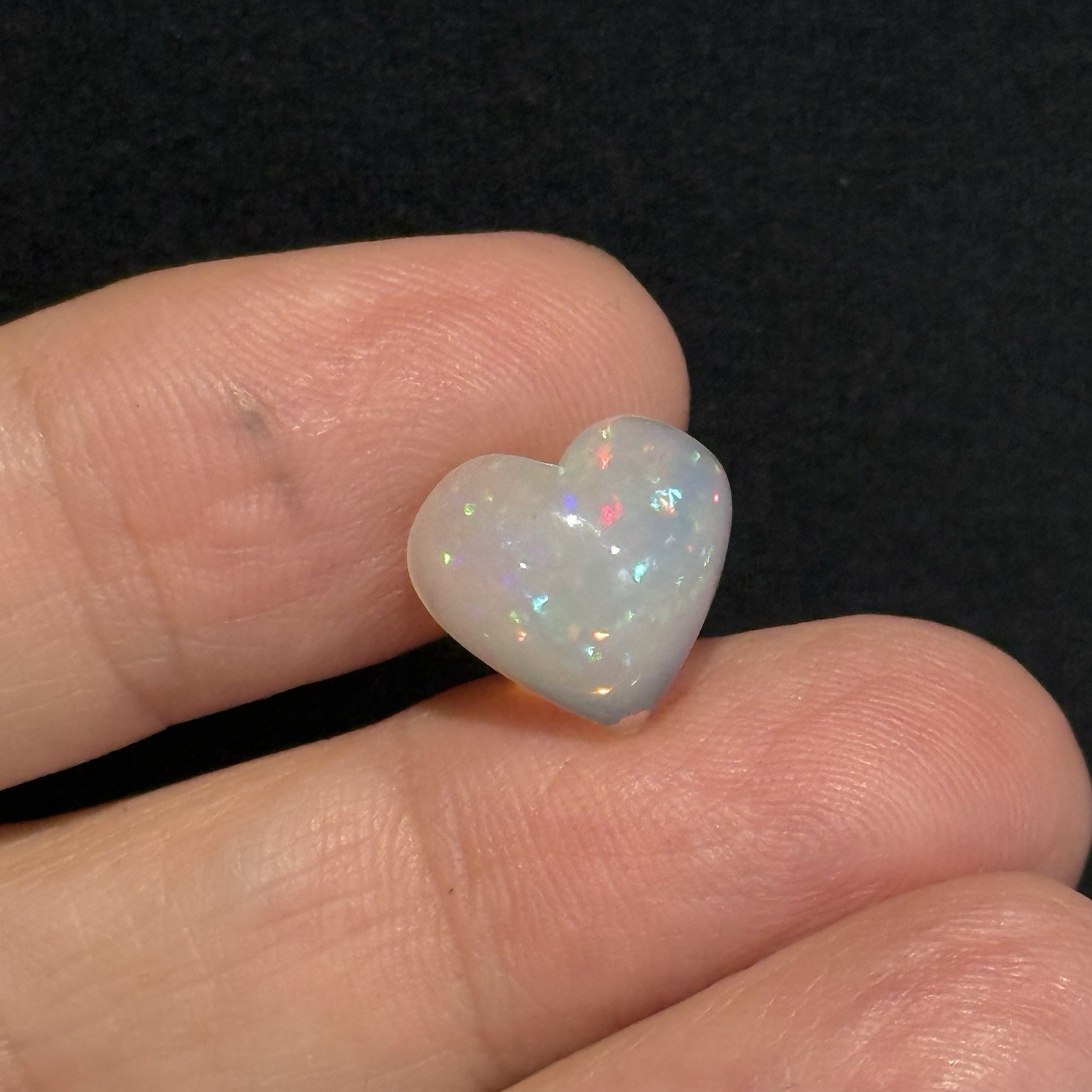 3.7ct 12.5×11.8×6.2mm Colorful Fine Pin Fire Heart Ethiopian Welo Opal Ring Gem