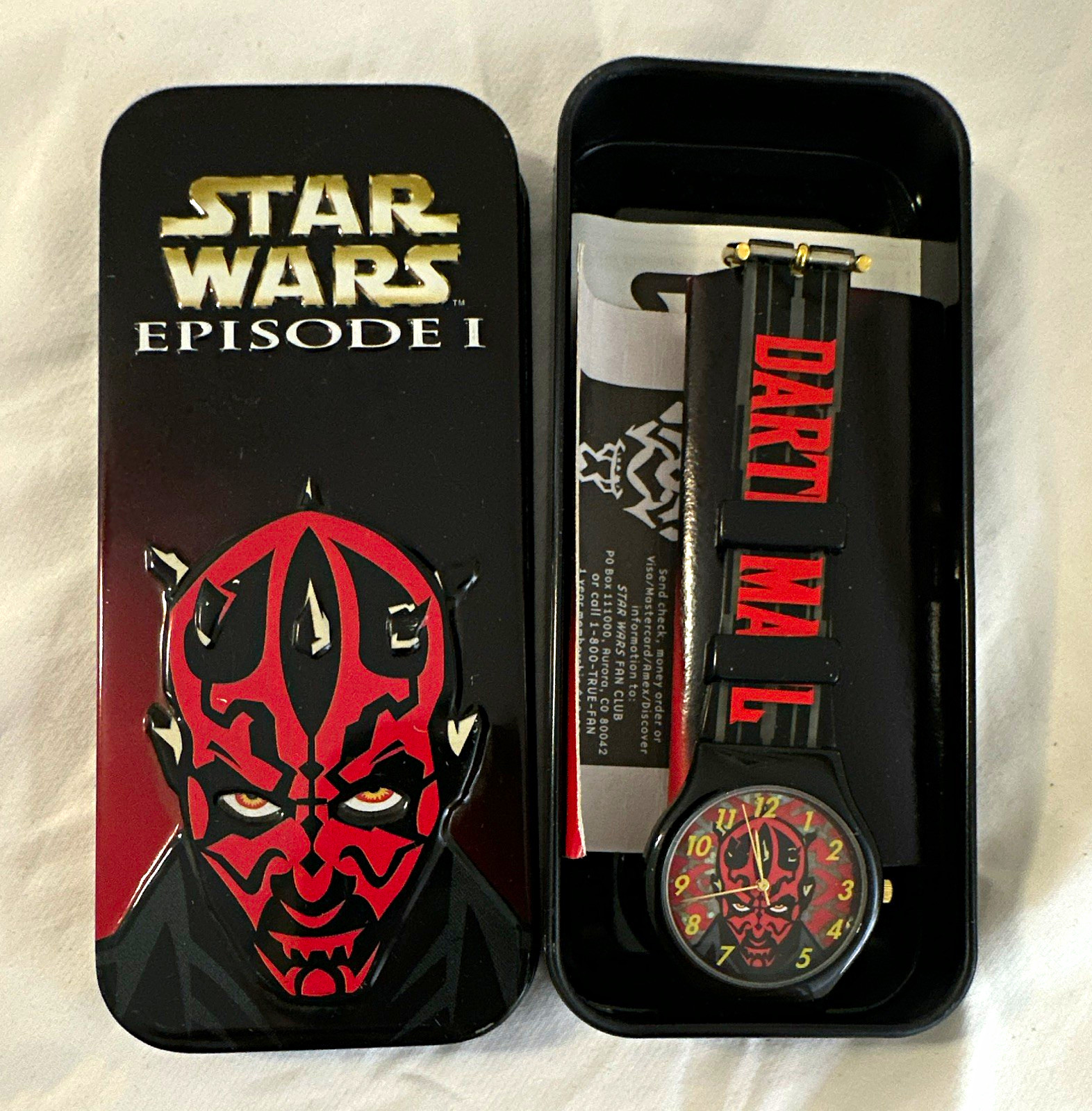 Nelsonic Star Wars Episode I Darth Maul Kids Quartz Analog Watch Tin Box