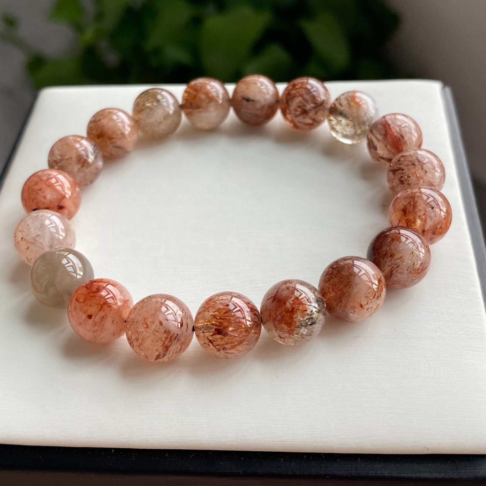 10.6mm Natural Black Gold Rutilated Super 7 Quartz Crystal Beads Bracelet1994