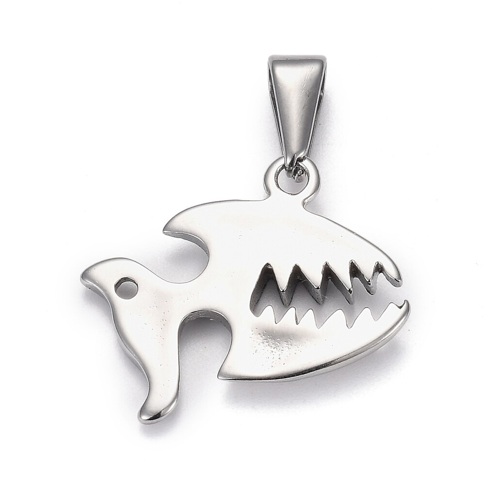 Piranha Necklace, Pure 304 Stainless Steel, Strength Savagery Fertility Teamwork