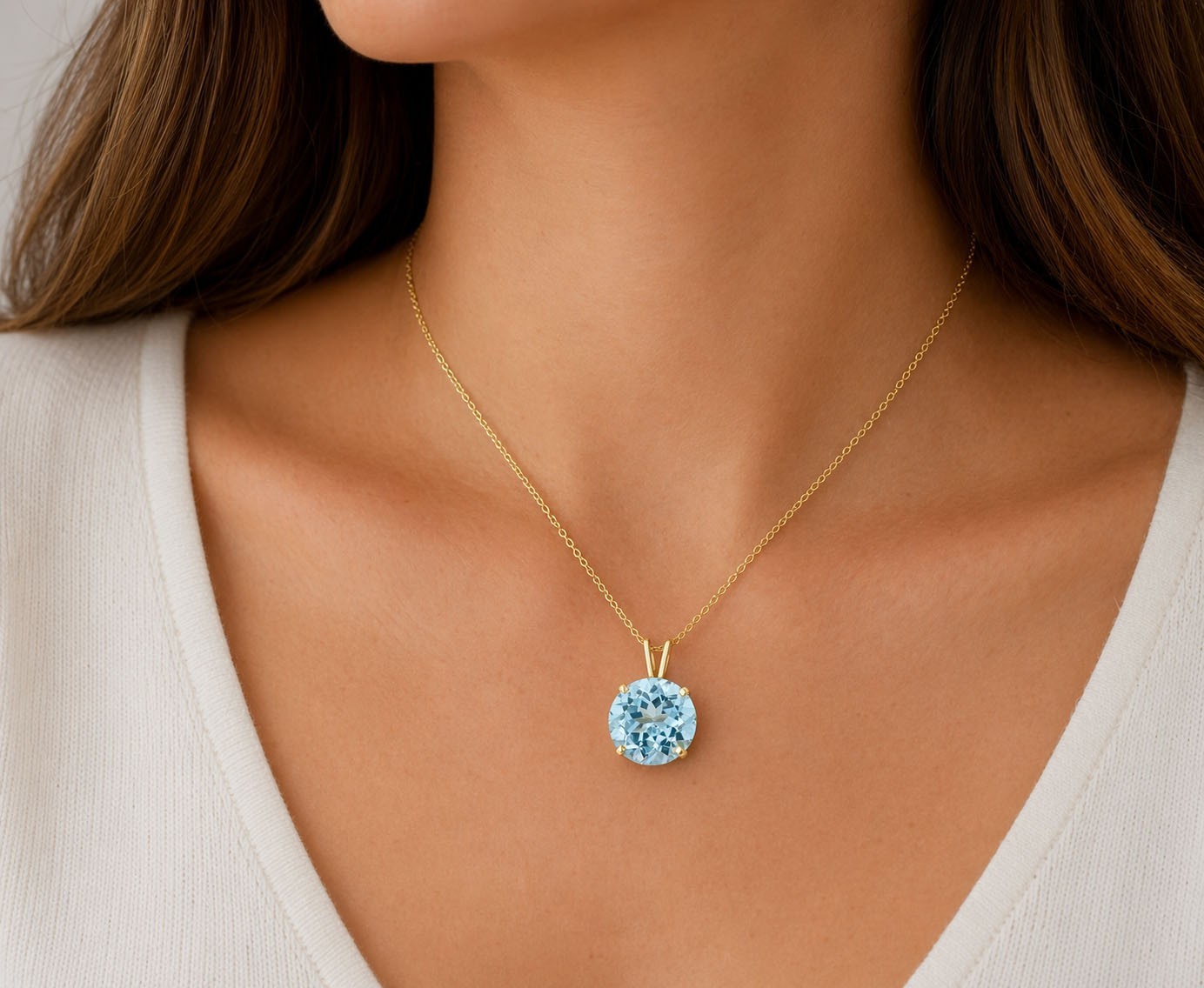GENUINE 4.20 Cts AQUAMARINE PENDANT 14k YELLOW GOLD – Free Appraisal Service
