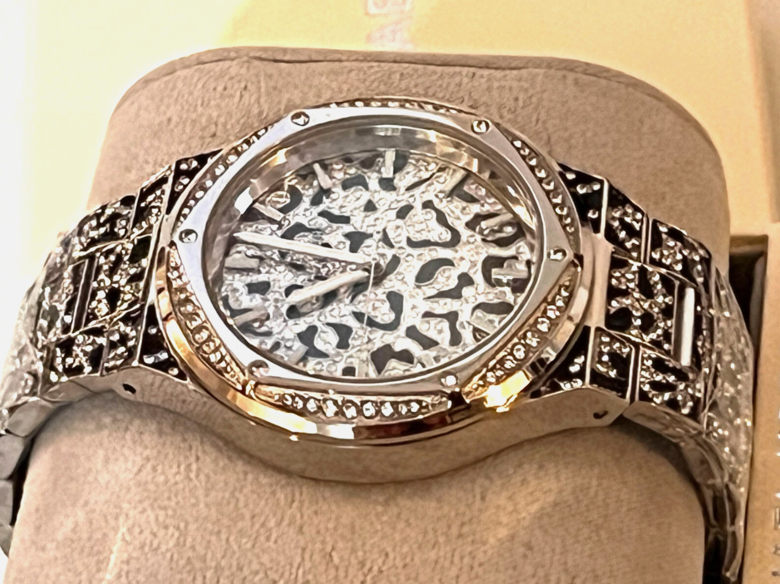 MICHAEL KORS MK7408 Lennox Animal Pavé SILVER-Tone Ladies Watch BNWT G/Box $550
