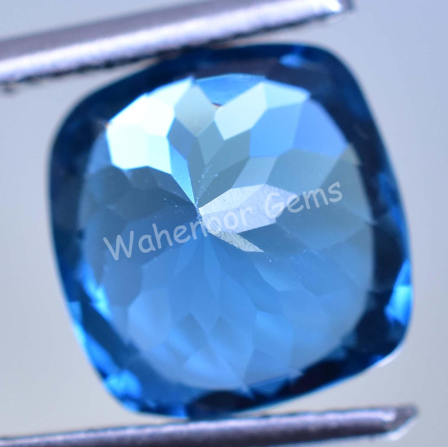 Natural Blue Zircon 7.20 Ct Cushion Stunning Certified Cambodian Gemstone