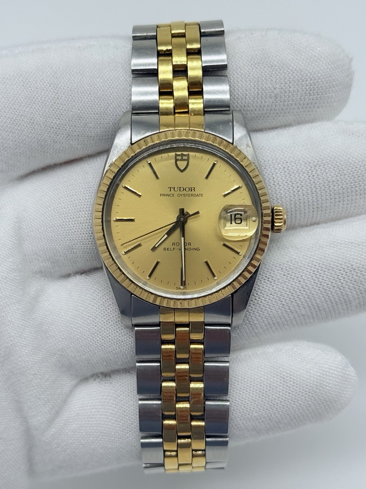 TUDOR Prince OysterDate 74033 Stainless Steel / Yellow Gold 34mm (Rolex Crown)