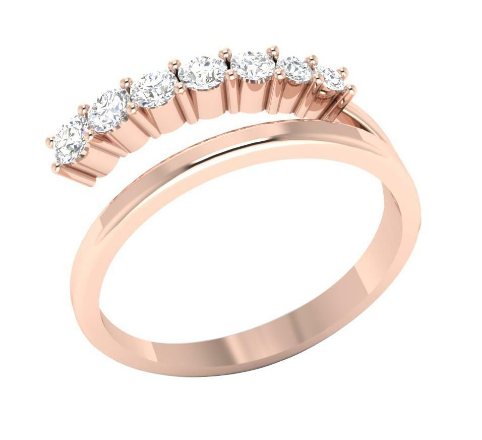 VVS1 F 0.35 Ct Natural Diamond 14K White Gold Anniversary Ring Prong Set 6.40mm