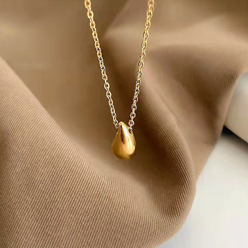 Waterdrop Teardrop Gold Silver Pendant Stainless Steel 16-18″ Chain Necklace PE6