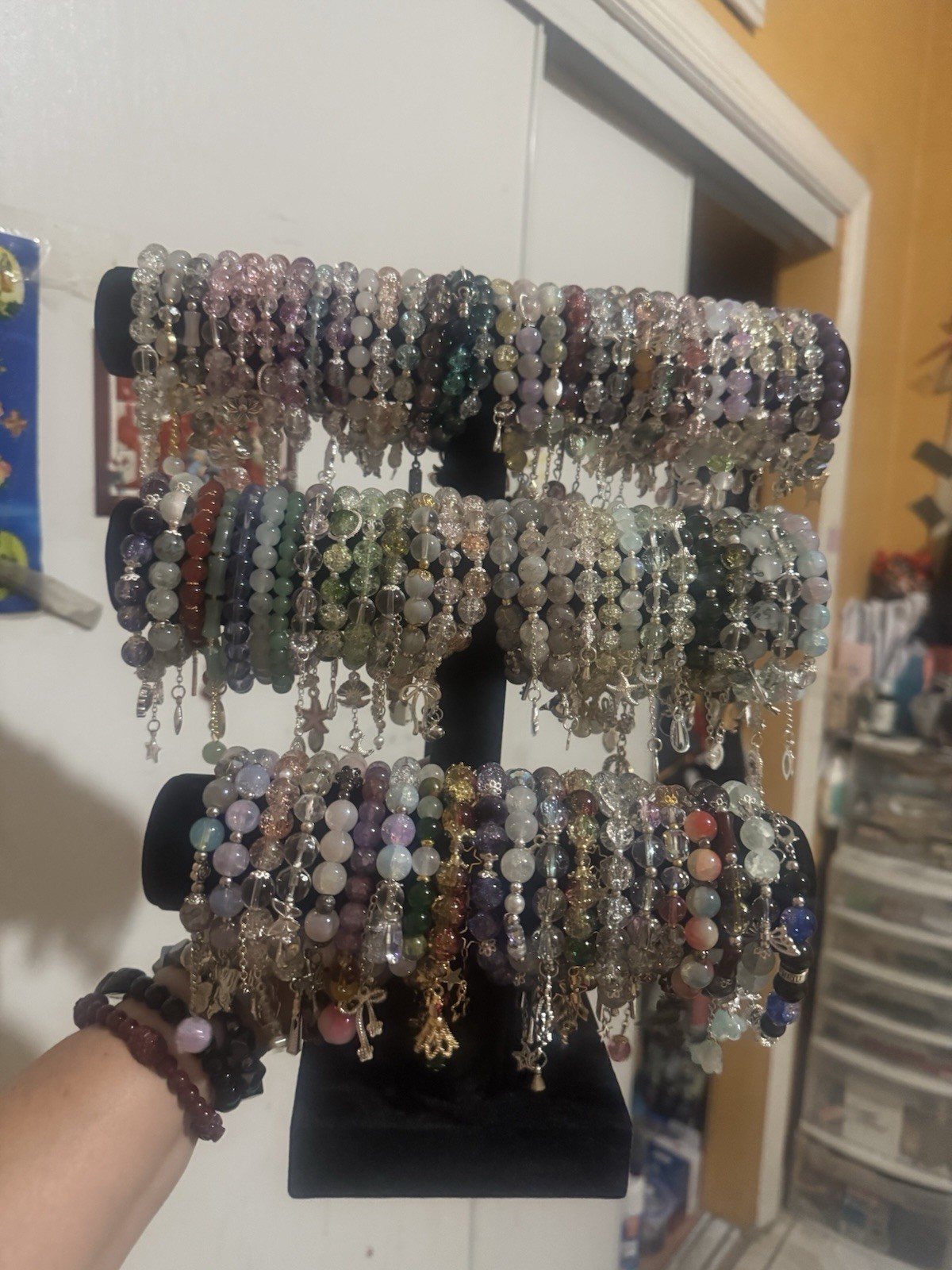 Mixed Jewelry Lot 50+ Multicolor Beaded Stretch Bracelets Mixed Materials
