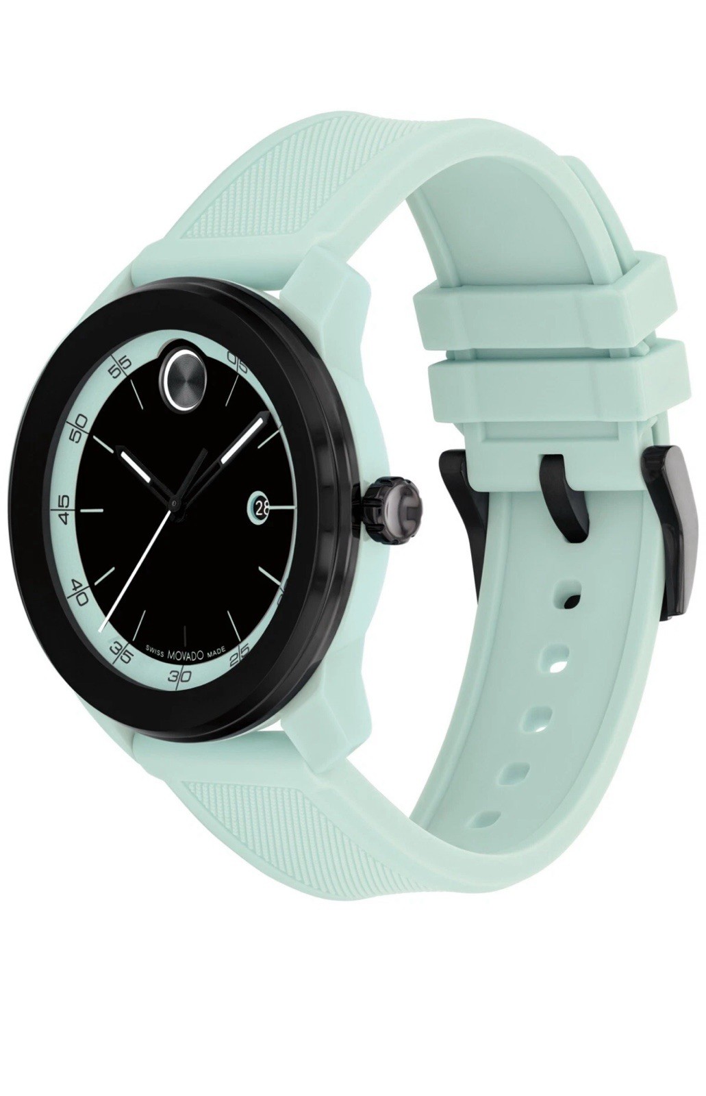 Brand New Movado Bold TR 90 Men’s Seafoam Blue 42mm Silicone Strap Watch 3601208