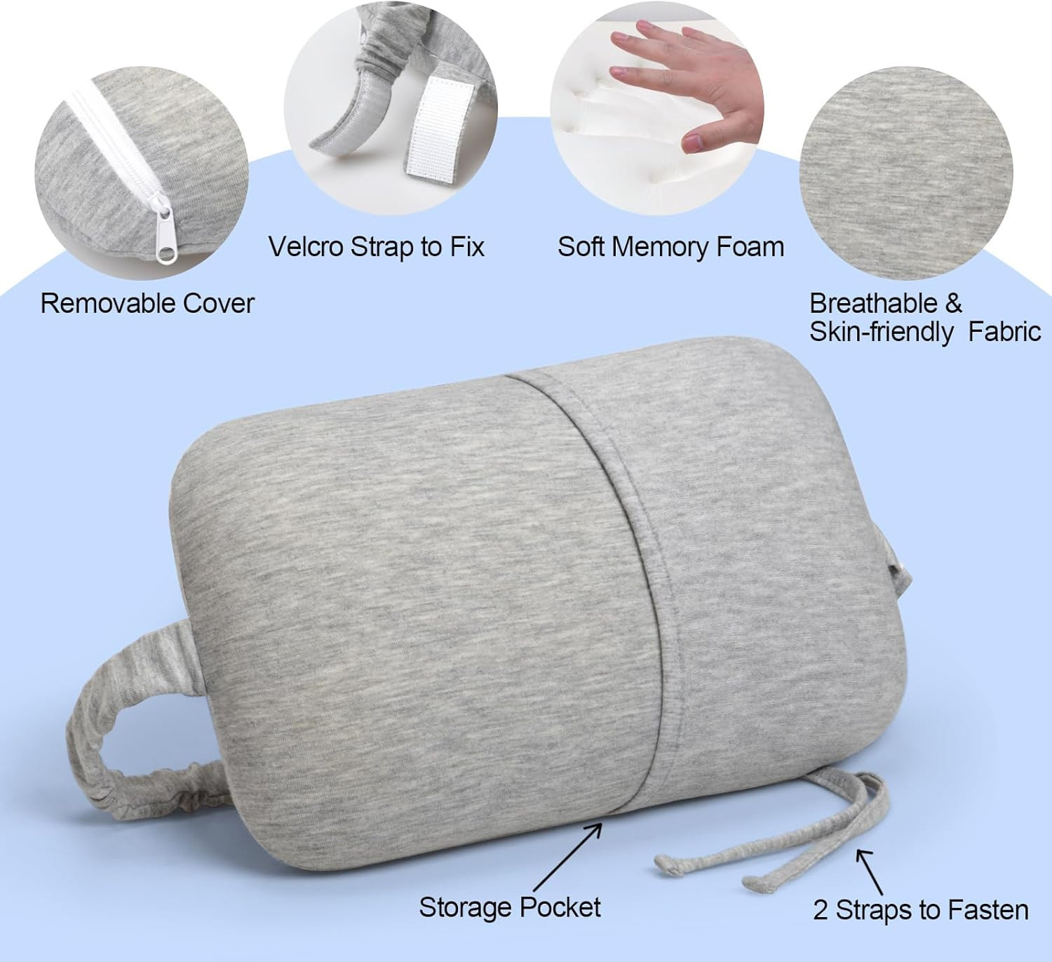 Portable Small Travel Pillow, Made with Soft Memory Foam Pillow and Breathable C