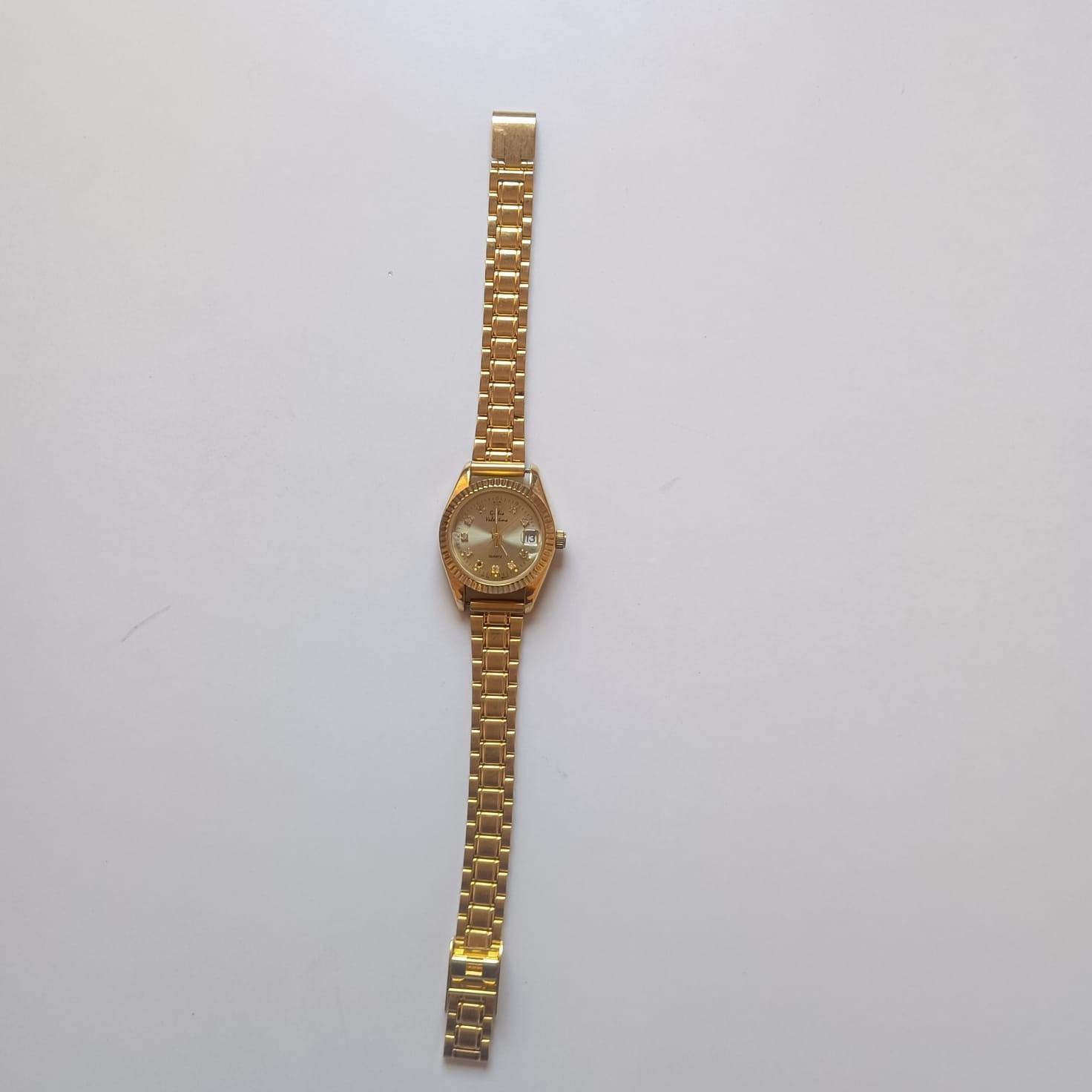 Vintage Giulio Valentino Quartz Watch Gold Tone Diamond Dial Date Datejust Style