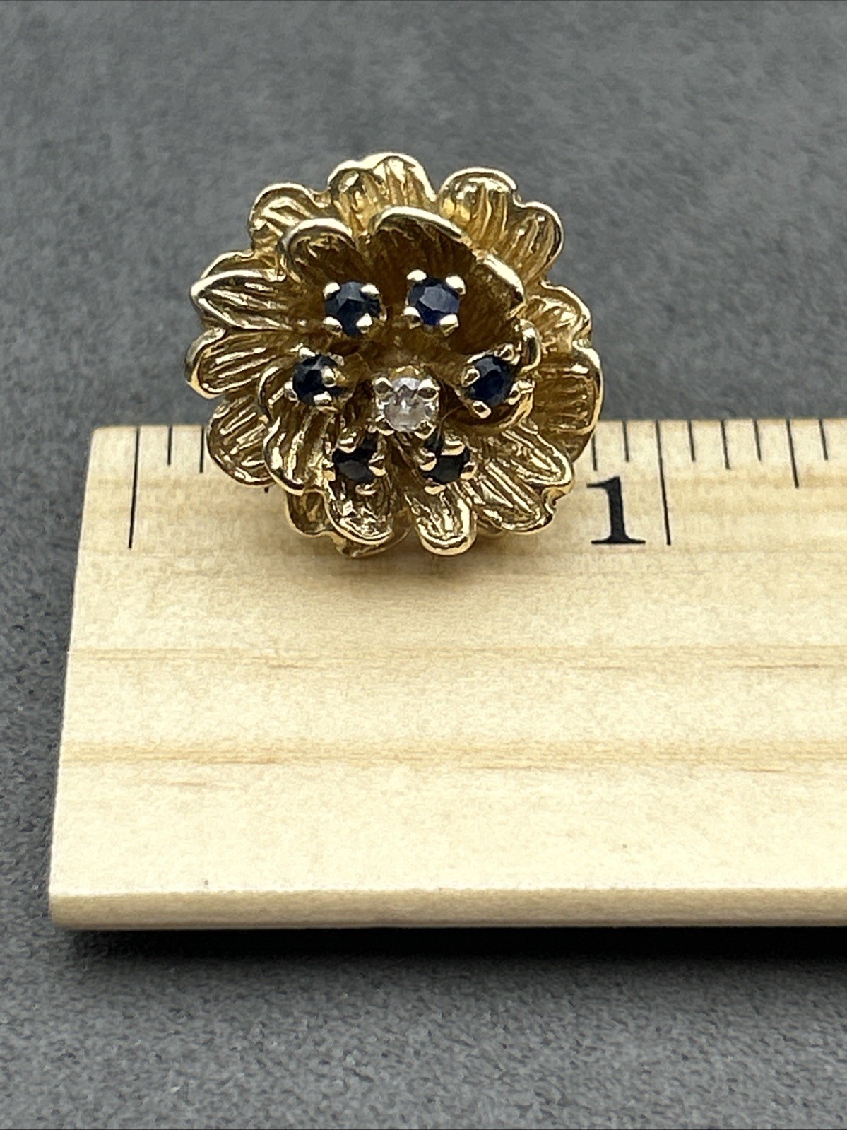 Vintage 14k Gold Sapphire & Diamond Ring Estate Antique 8.8 Grams (Not Scrap)