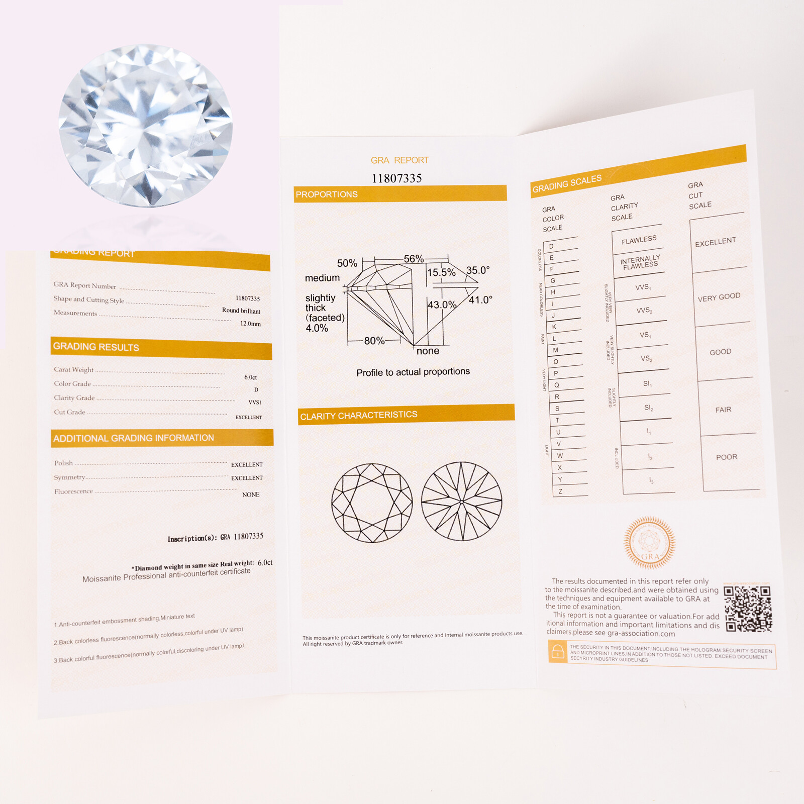 Loose Moissanite Real Gem Stone GRA Certificate 3-12mm 0.1-6ct VVS1 D Diamond