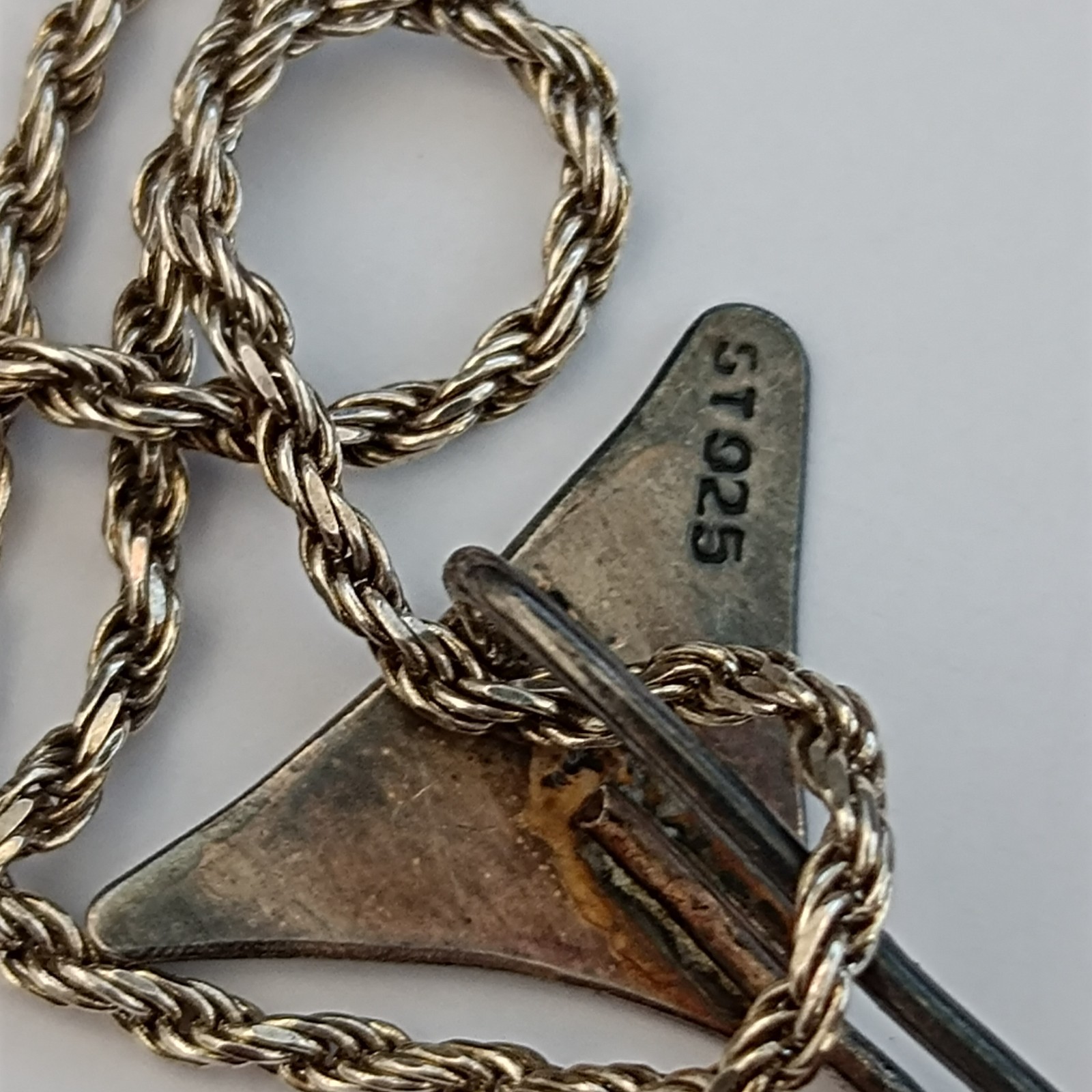 VTG Silver Modernist Israeli Enamel Necklace Abstract 60s 7Os Mustard Yellow 925