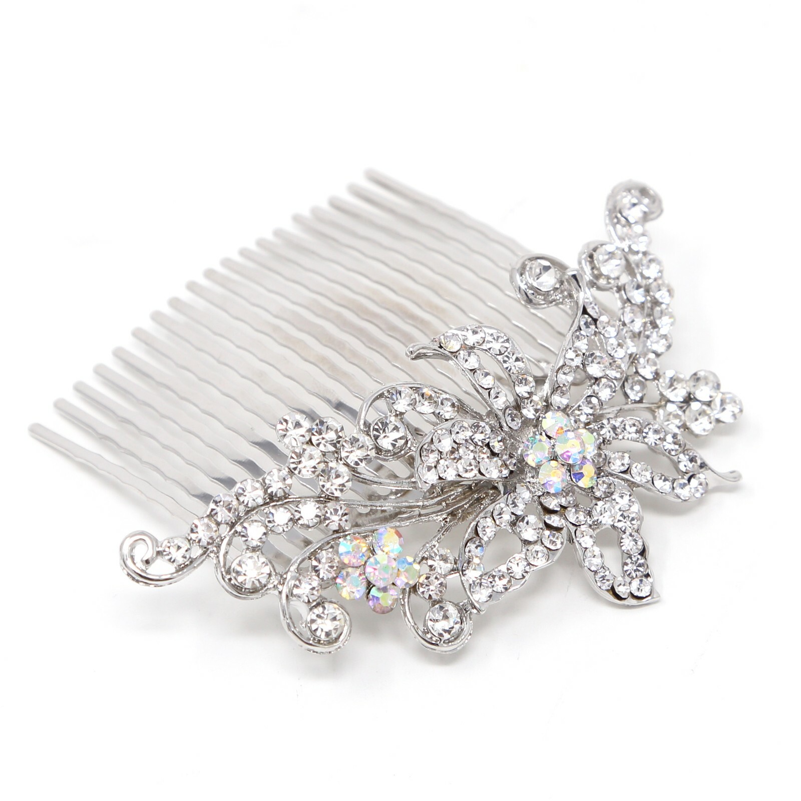 USA Seller wedding bridal crystal rhinestone silver tone hair comb
