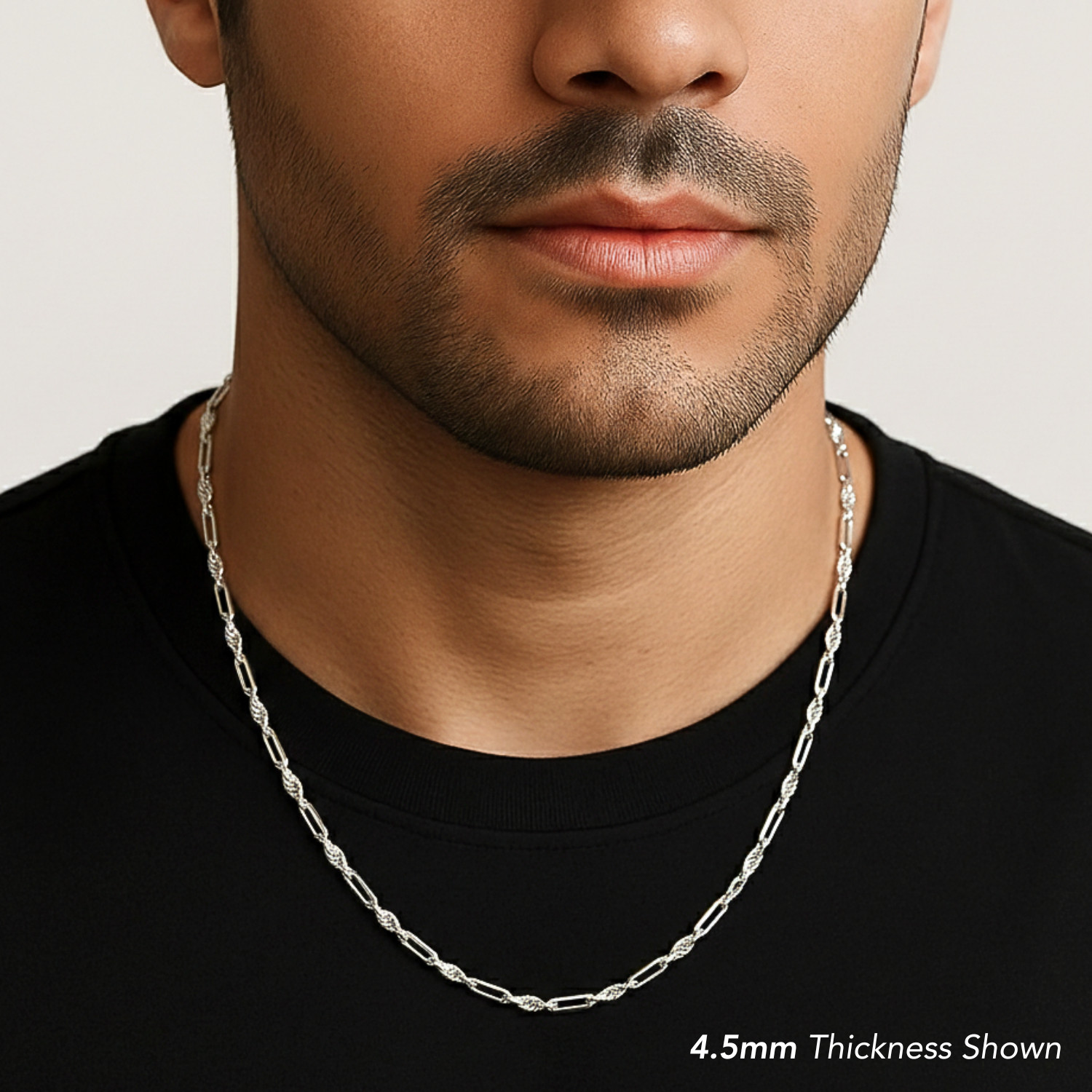 Solid 925 Sterling Silver 4.5mm6.5mm Figarope Chain Italian Necklace 20″-24″
