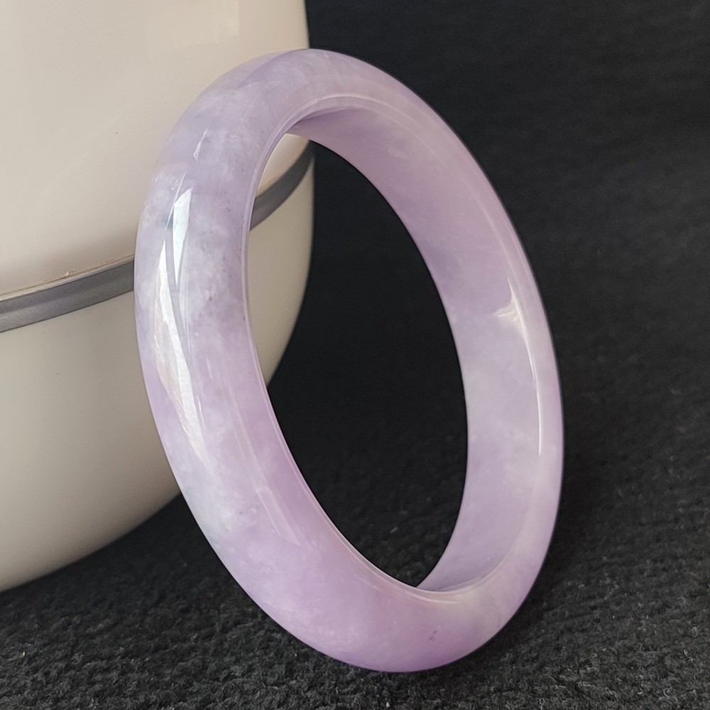 Certified Grade A Lavender 55mm Natural Burma Jade jadeite Bangle Bracelet