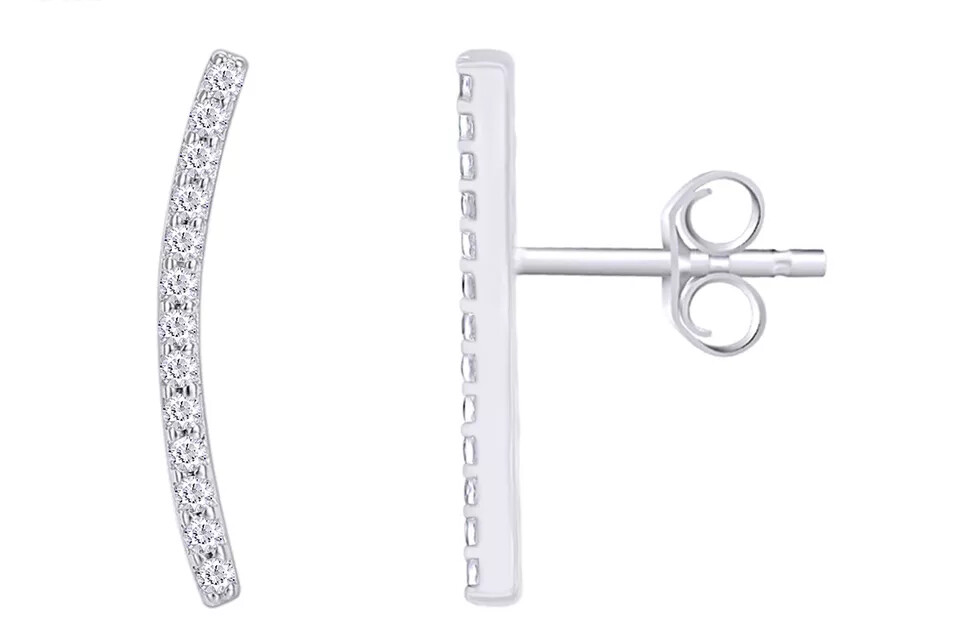 1/5ct Round Moissanite Ear Crawler Cuff Jacket Climber Earrings Sterling Silver