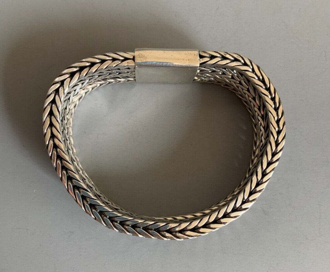 Sterling Silver 3-Strand Bali Style Foxtail Weave Woven 8″ Bracelet UNISEX 108g