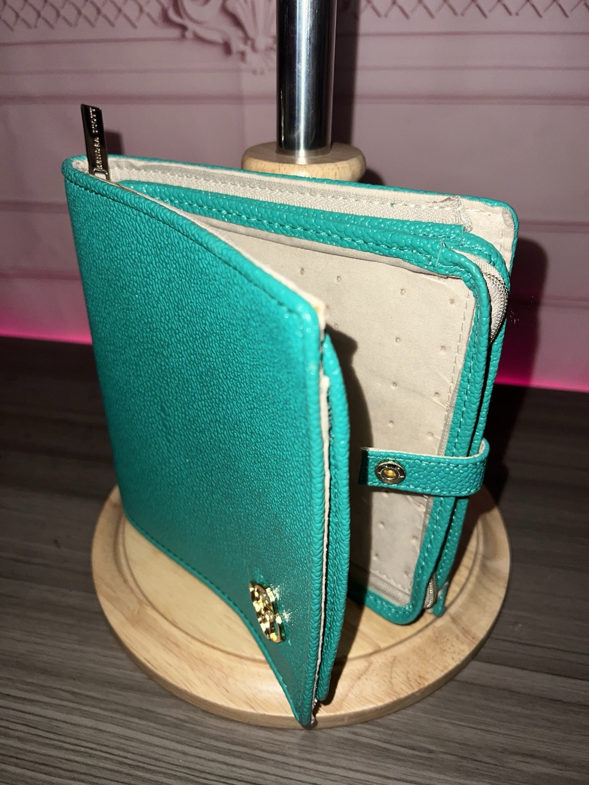 Kendra Scott Jewelry Travel Organizer Teal Faux Leather Case Removable Pouches