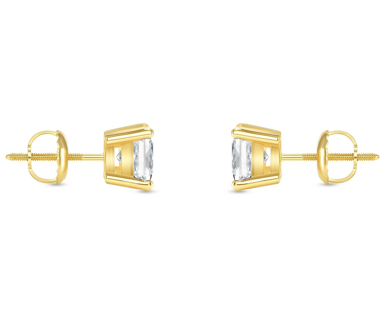 GENUINE MOISSANITE Square Princess Stud Earrings Unisex 14k Gold – BRAND NEW
