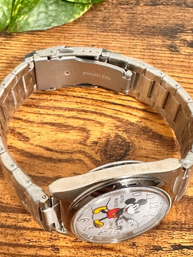 Mickey Mouse Wristwatch White/Silver Analog Mechanical from Japan Automatic