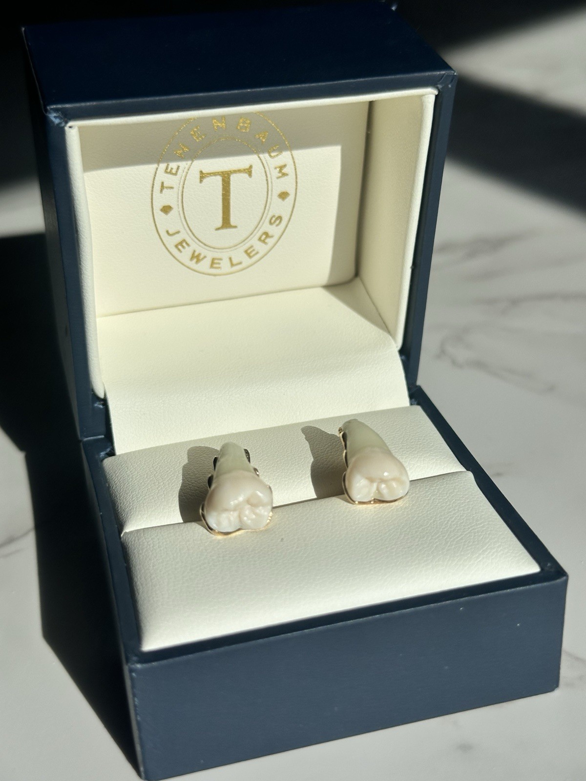 Tenenbaum Jewelers Custom Unique 14K Gold Real Teeth Cufflinks