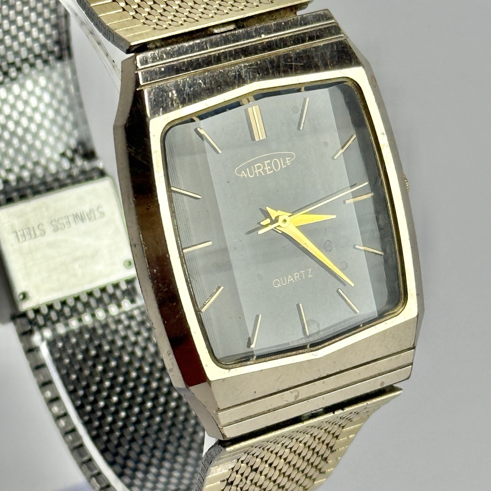 AUREOLE SW-247 Analog Quartz Gold Tone Men Vintage Watch W589 *WORKING