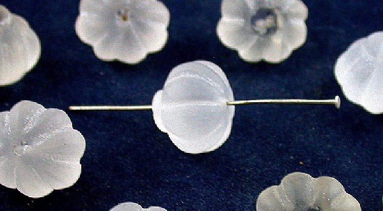 THREE Pumpkin Shaped 3/5 to 7/10 Inch x 1/2 Inch Frosted Crystal Quartz Bead