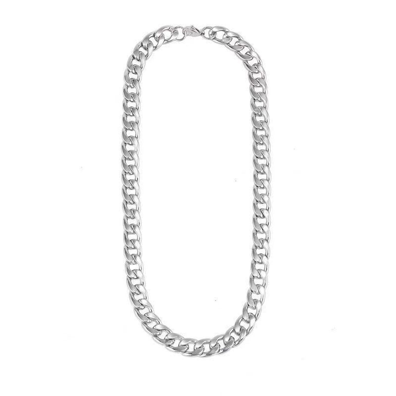 Male and female silver hip-hop circular chain necklaces Cuban necklace