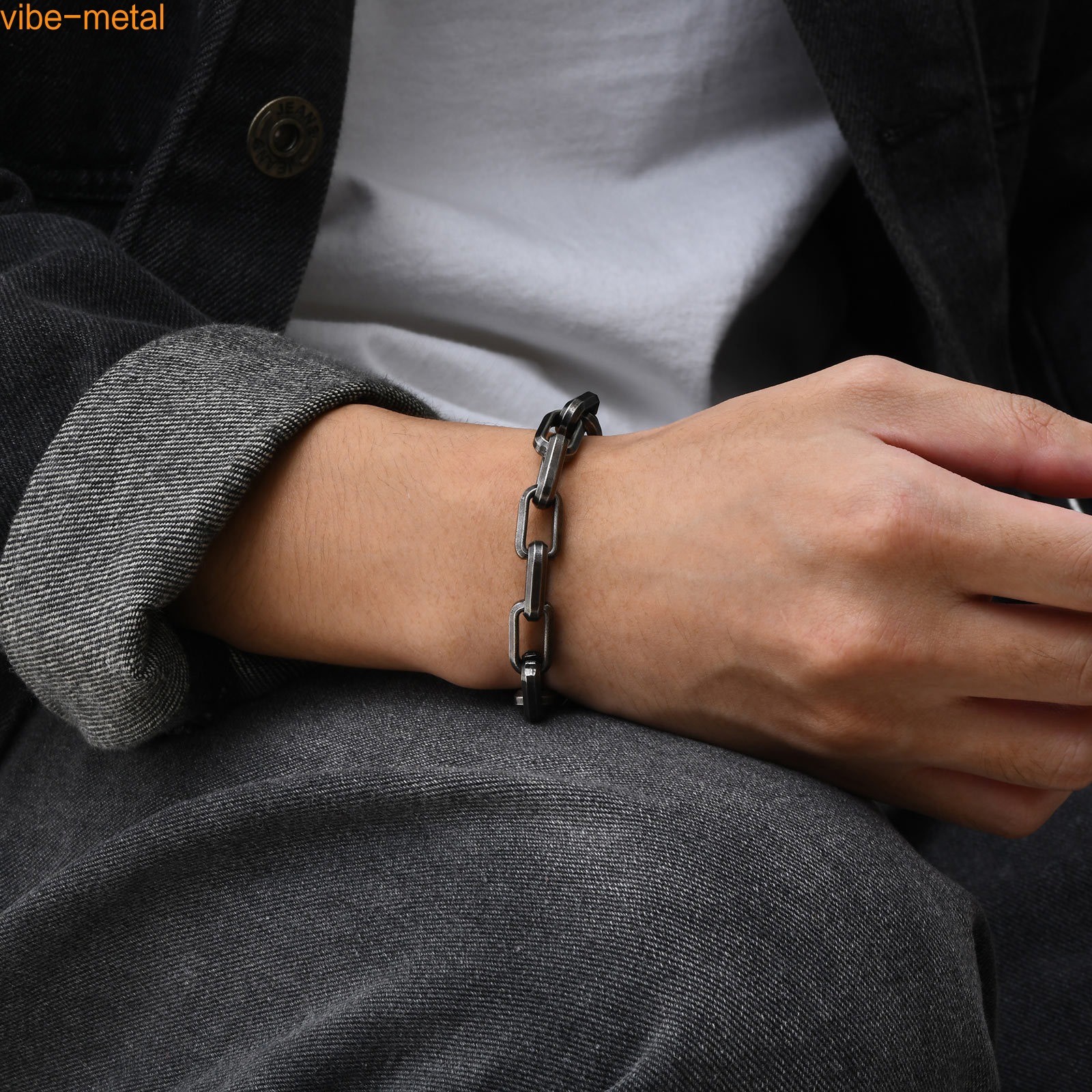9.2mm Wide Stainless steel Chunky Paperclip Chain Bracelets Men Chain Wristband
