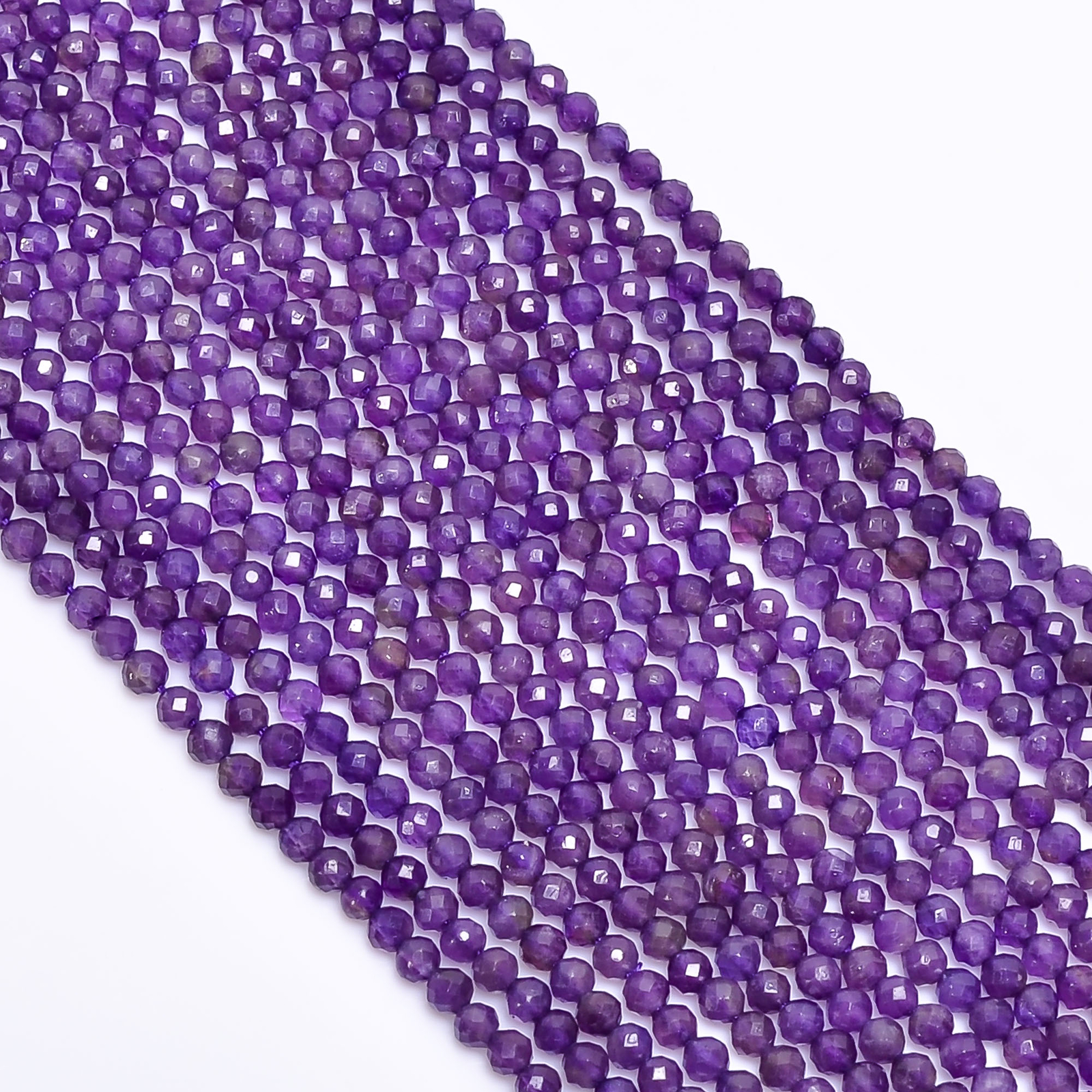 Natural Amethyst Gemstone Round Shape Faceted Beads 3X3 mm Strand 13″ EB-412