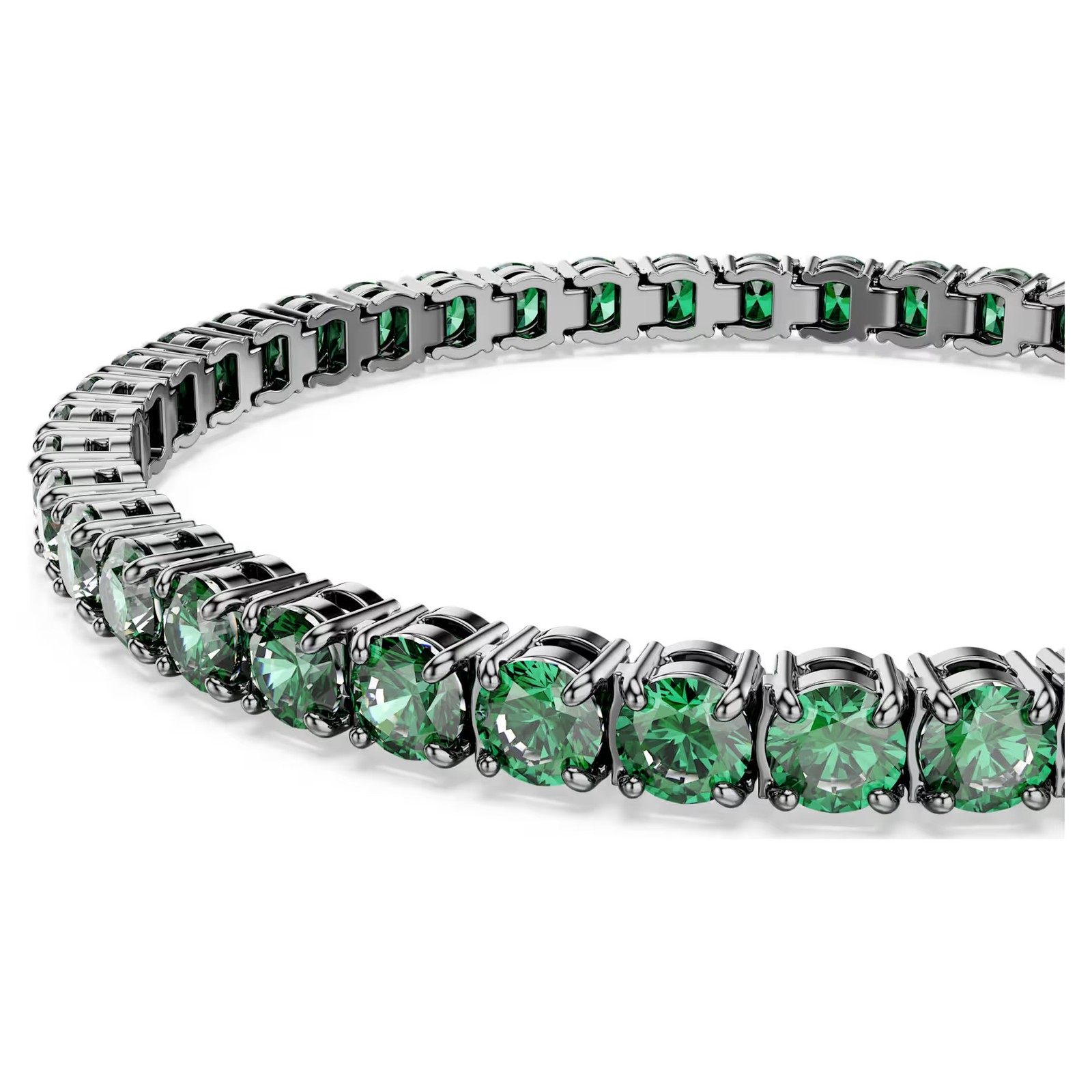 Swarovski Matrix Tennis Bracelet, Green, Ruthenium Plated 5743447 (Size M)