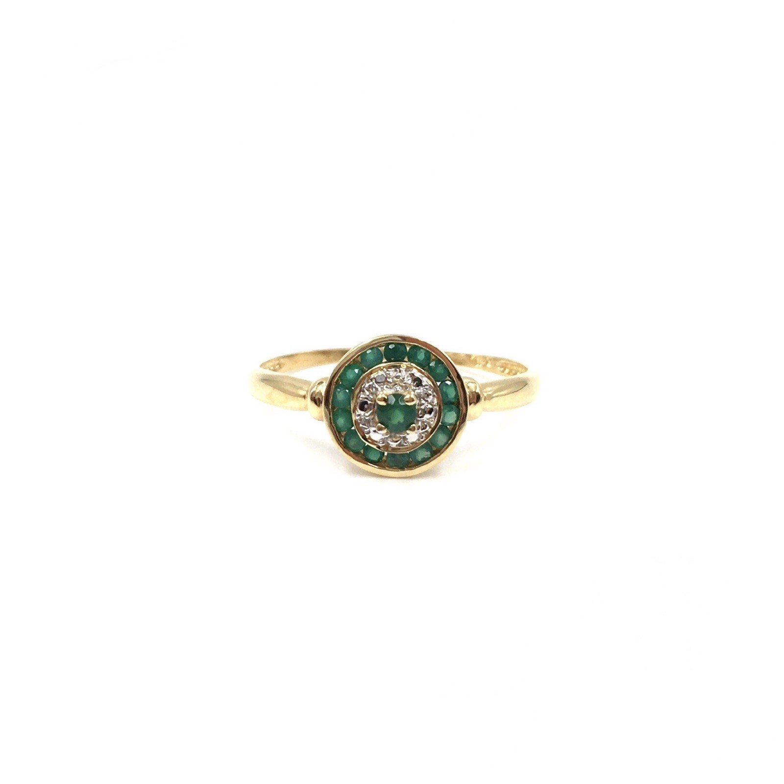 18ct yellow gold ring emerald in the style of Art Deco 750 gold jewelry 19.1mm/60