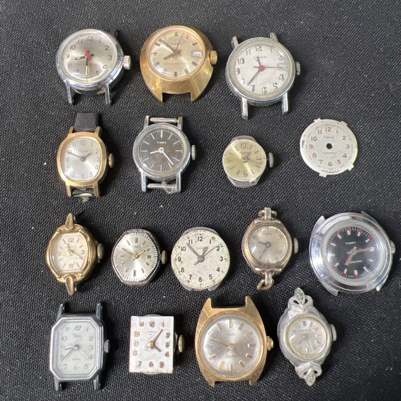 16 Lot Vintage Antique Ladies Watches TIMEX Military UFO Art Deco 60’s (parts)