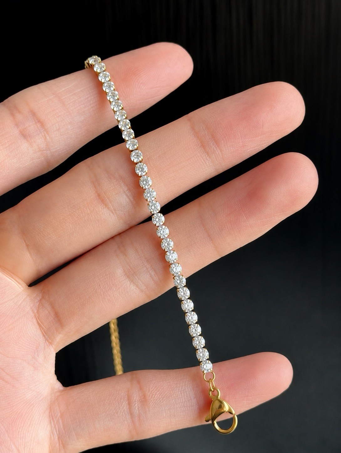 14K Gold Plated Tennis Bracelet AAA Cubic Zirconia CZ Single Row Sparkle Gift
